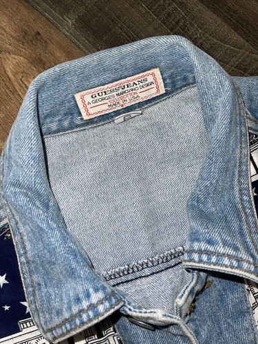 GUESS Denim Trucker Jacket Patriotic American Flag 4th of July USA size S - Bild 7 von 18