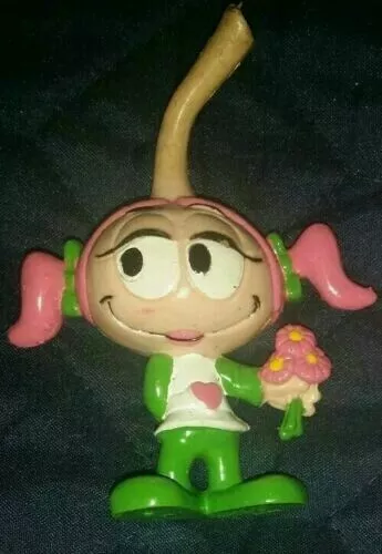 Vintage THE SNORKS CASEY KELP Girl with 2 Ponytails Holding Flowers Figurine