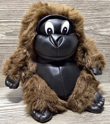 Vintage Brown Gorilla Pleather Face and Tummy Plush Furry Toy