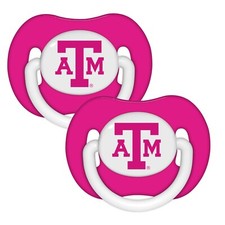 Texas A M Aggies 2-pack Pink Infant Pacifier Set - NCAA Baby Girl Pacifiers