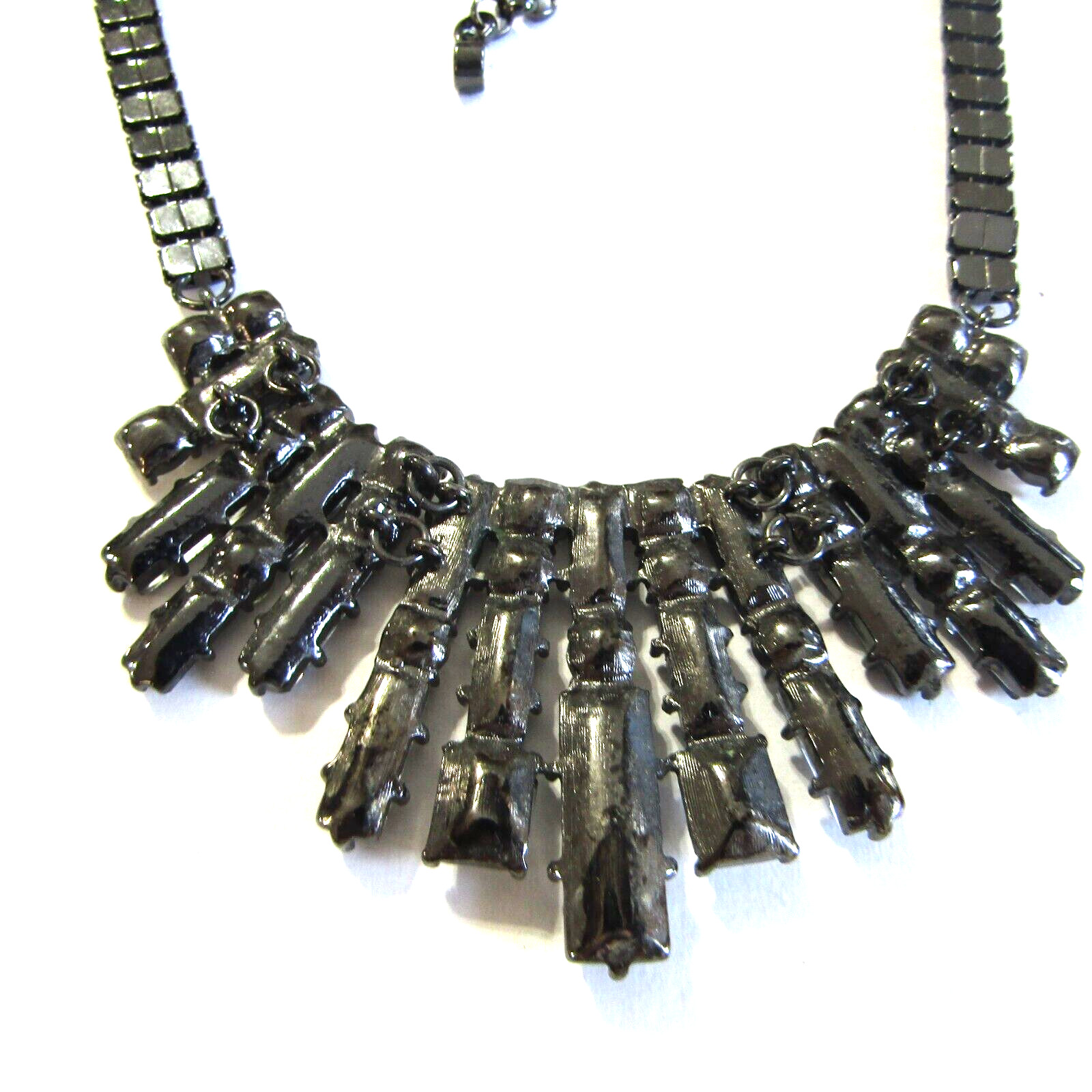 Black Crystal Hematite Bead Statement Necklace - image 6