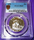 1958 FRANKLIN GEM PROOF  SILVER HALF DOLLAR- PCGS GRADED PR-66 SPOT FREE BEAUTY!