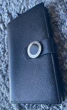 Authentic Bvlgari Black Leather Long Slim Bifold Clutch Wallet