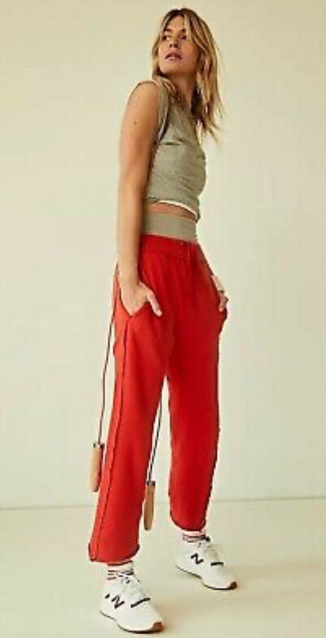 Free People Movement Cool Factor •S• Sweatpant Pant Red OB1228366 French Terry