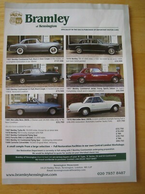 BRAMLEY OF KENSINGTON LONDON AUTO LAGERLISTE 2007 POSTER WERBUNG CA. A4 DATEI 4