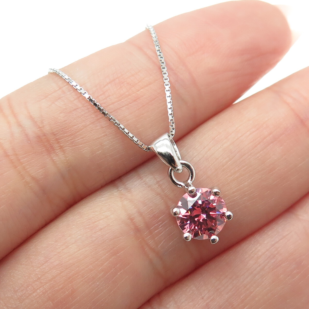 ネックレス・ペンダント Blossom Party Silver Pink Necklace (SILVER925) 925 Sterling Silver Swarovski Pink-Crystal Box Chain
