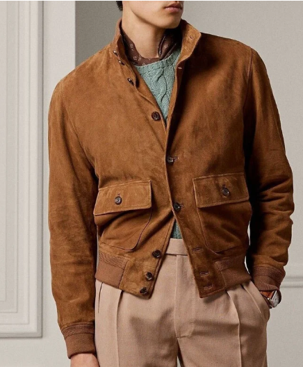 Handmade New Men’s Brown Suede Jacket, Western Shirt Style jacket For Men