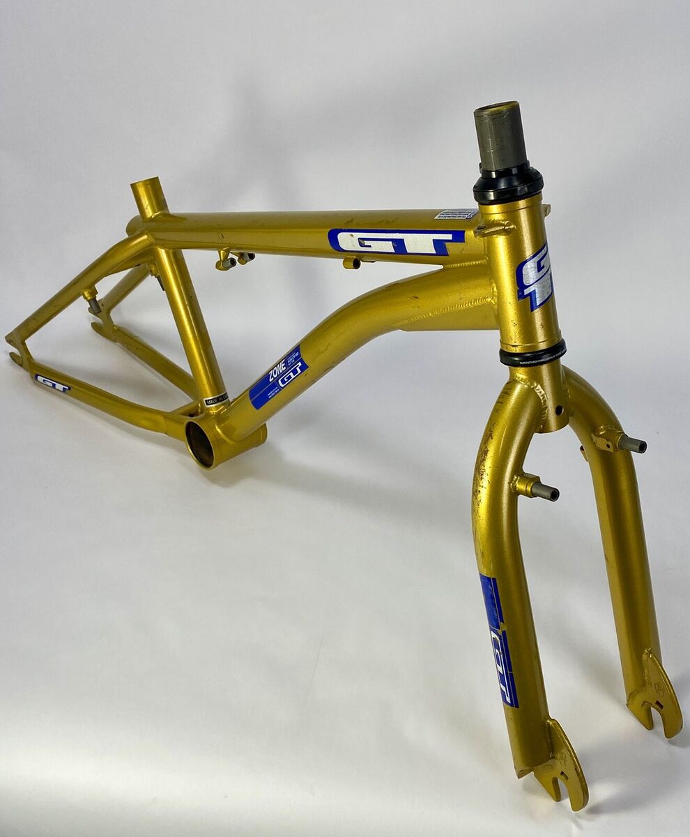 GT BMX Zone Frame Fork Set Gold Mid School Flatland Dual GT BMX Zone Frame Fork Set Gold Mid School Flatland Dual