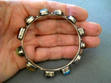 Heavy-Gauge Southwestern Style Multi-Stone Sterling Silver Bangle Bracelet MEX