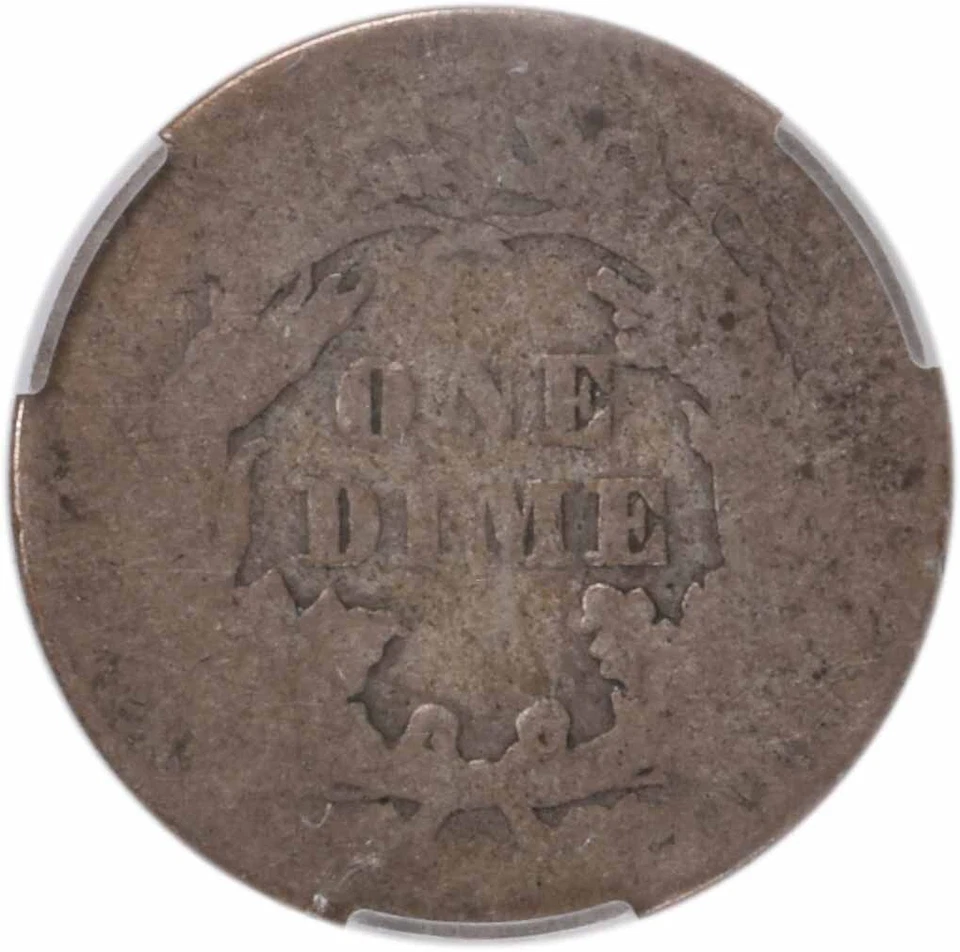 Moneda de diez centavos de plata Liberty Seated 1866 FR02 CACG Foto 4 de 4