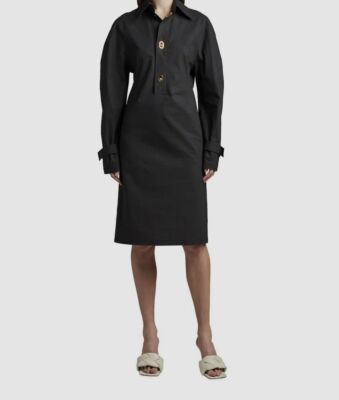 bottega shirt dress Bottega Veneta Silk Twill Shirt Dress - Blue - Women