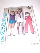1977 MCCALL'S 5480 Toddlers Childrens Jumpsuit Culotte Jumpsuit Size 2 CUT