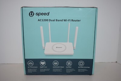 U-SPEED AC1200 DUAL BAND WI-FI ROUTER - NEW OPEN BOX - w/CABLE, MANUAL & ADAPTER