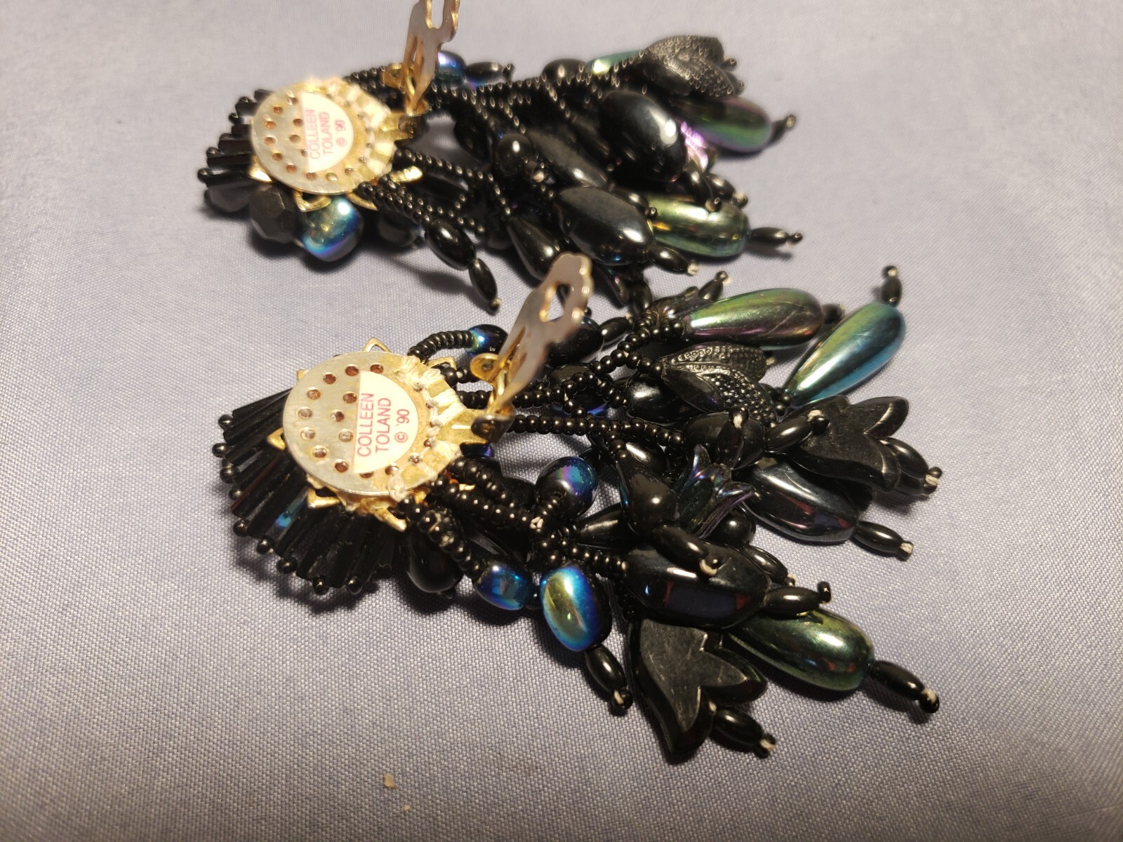 Vintage Colleen Toland Beaded Dangle ClipOn Earrings eBay