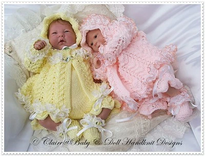 BABY DOLL KNITTING PATTERN LUSCIOUS LACE MATINEE SET 15-16" REBORN OR DOLL