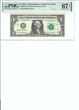 2013 $1 FRN FR3001-B* PMG 67 EPQ, New York * Note S/N B15470677*!!!