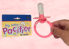 6" JUMBO BIG BABY PACIFIER CLOWN PROP Adult Shower Gag Gift Joke Funny PINK GIRL