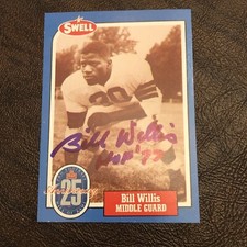 1988 SWELL GREATS BILL WILLIS #126 CLEVELAND BROWNS AUTO SIGNED FOOTBALL CARD
