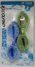 DOLFINO Child 2 Pack Swim Goggles Blue/Green Swimming Pool Glasses (LOC 404 BK-1
