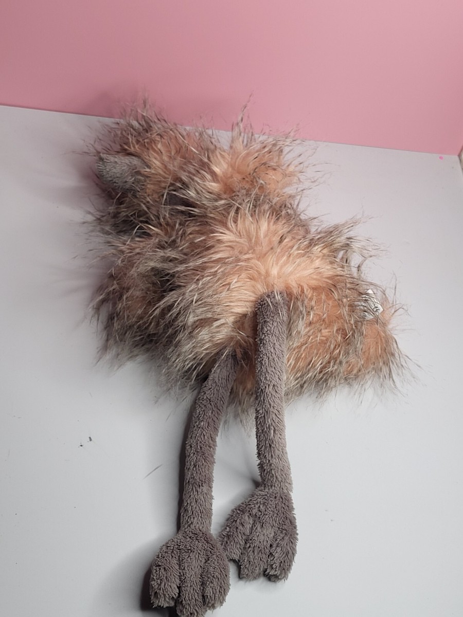 Jellycat Odette Ostrich Plush Soft Bird Gray Pink Minky Fleece
