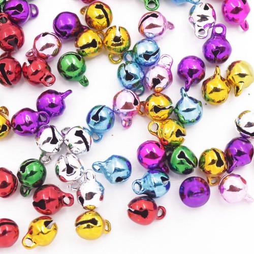 Bulk Lot 100 PCS 6mmX8mm Round Multi-Color Metal Jingle Bells For Crafts - Picture 2 of 8