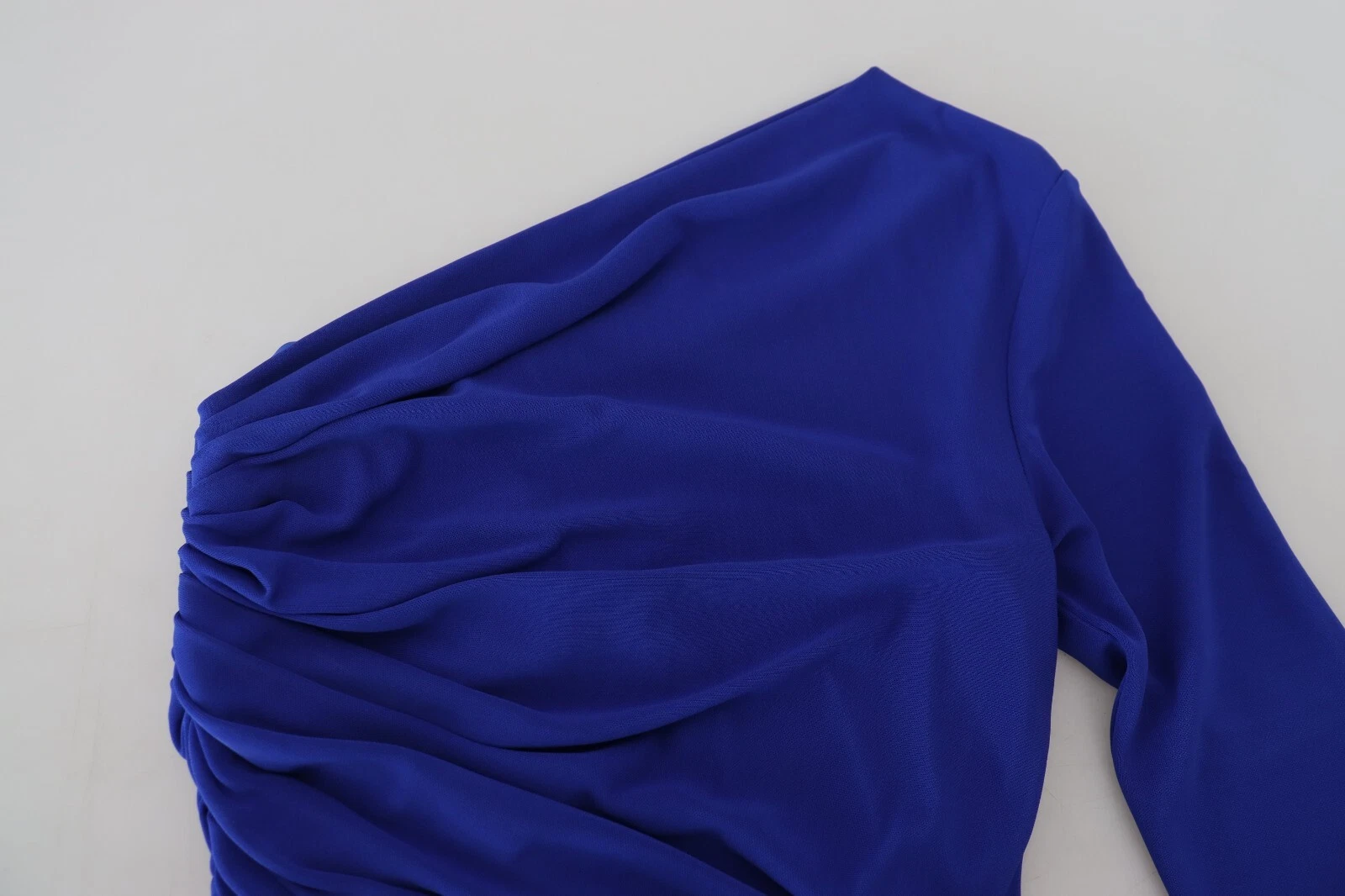 DSQUARED2 Abito Blu Viscosa Bodycon Una Spalla Arrugginito Mini IT38 US4 XS 900usd