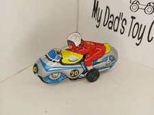 VINTAGE 1950's T.T. JAPAN TIN LITHO FRICTION MOTORCYCLE NOT WORKING MISSING ARM