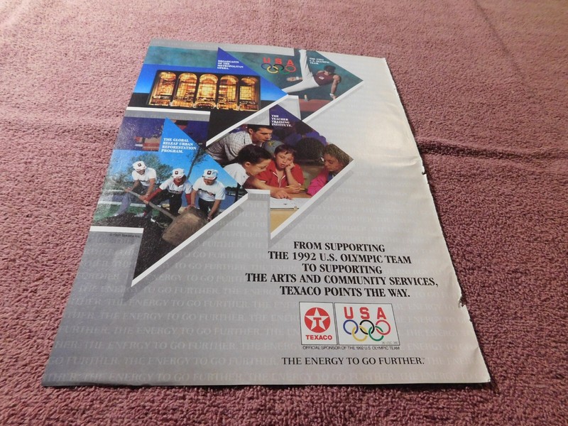 Texaco U.S. Olympic Team Print Ad from Magazine 1992