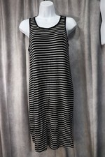 A. New. Day Women's Black White Striped Sleeveless Shirt Dress Size Small