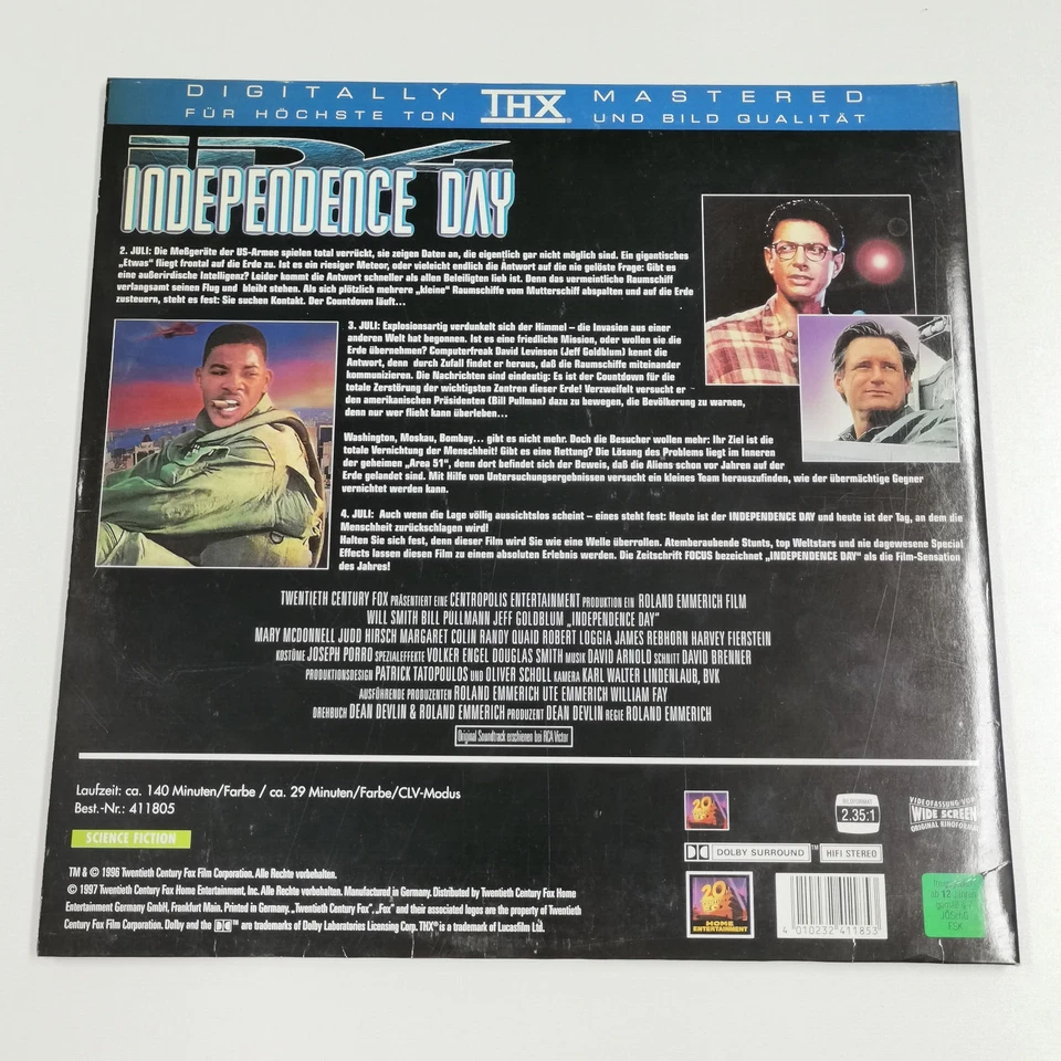 Laser Disk Disc - LD  - Independence Day  - 1997 Widescreen Edition - Bild 2 von 4