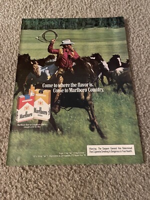 Vintage 1980 MARLBORO RED 100's CIGARETTES Print Ad HORSES COWBOY LASSO  ROPE 2