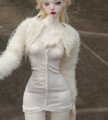 1/3 Fluffy Short Jacket + Short Halter Dress Set Clothing For BJD Doll Toys