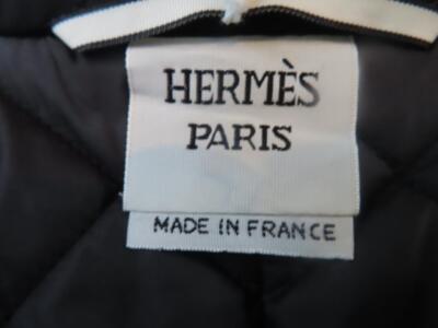 NWT Hermes Black Quilted Detail Wool Pea Coat/Jacket F 34/US