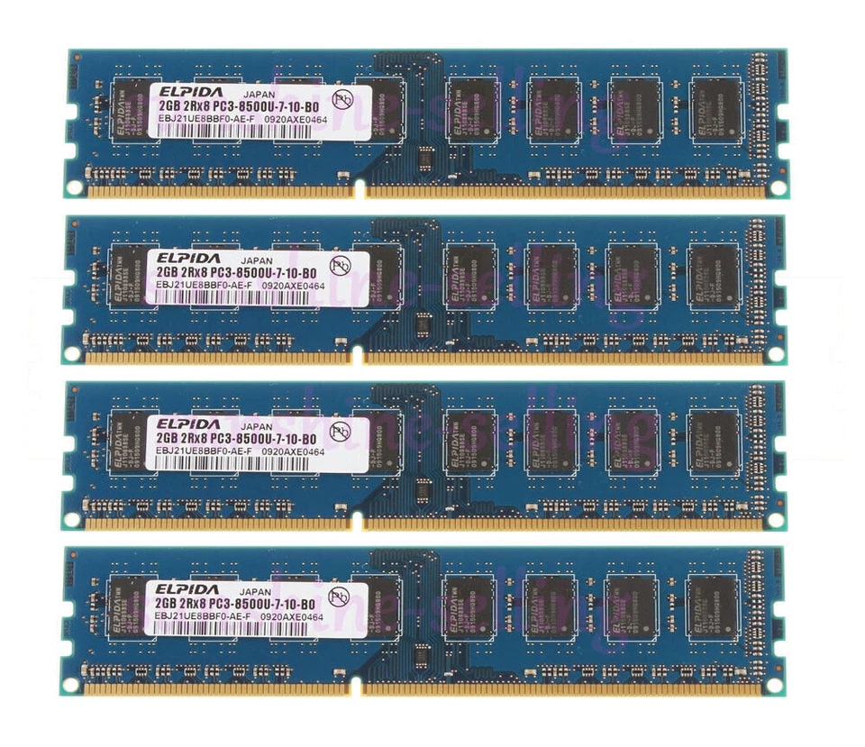 10pcs For Elpida 2GB 2Rx8 PC3-8500U DDR3 1066MHZ 240pin DIMM Desktop Memory RAM - Image 2 of 4
