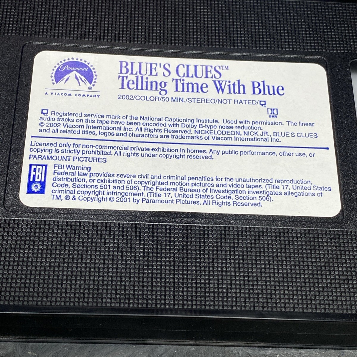 Blues Clues Telling Time With Blue VHS 2002 Play Along With