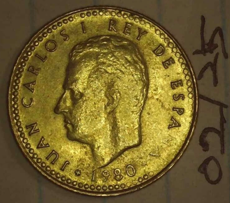 Moneda de error 1980 1 PTA España 82 estrellas 81 con múltiples troqueles como nueva Foto 2 de 4