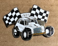 Indy 500 Racecar Racing Race Car Checkered Flags Lapel Button Pin Badge Pinback