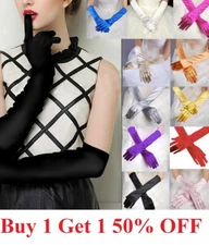 Women's Satin Long Gloves Opera Wedding Bridal Evening Party Prom Costume Glove