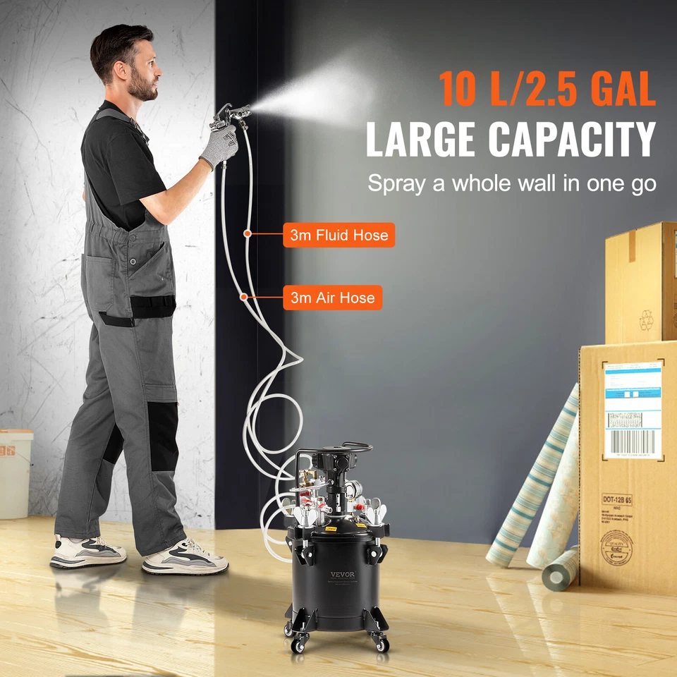 VEVOR Réservoir de Peinture sous Pression 10 L 70 PSI Agitation Automatique - Photo 3/4