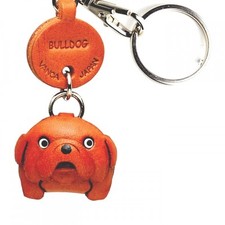 Bulldog Handmade 3D Leather Dog Keychain VANCA Keychain Made in Japan 56713