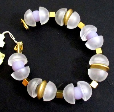 VTG RUNWAY NAPIER '84 ''CRYSTAL ICE'' RESIN/GP DISC LILAC BEAD BRACELET BOOK PIECE