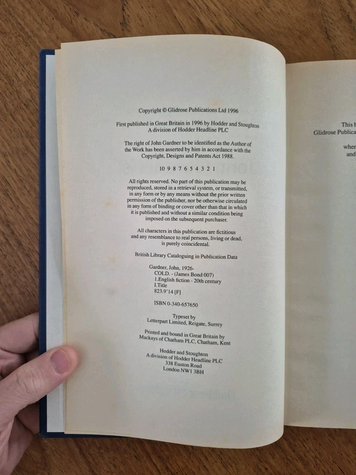 Ian Fleming's James Bond: COLD By John Gardner, 1996 (1st/1st) SUPER RARE! - image 3 of 4