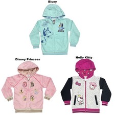 Licensed Girl's Character Full Zip Lightweight Hoodie with Pockets