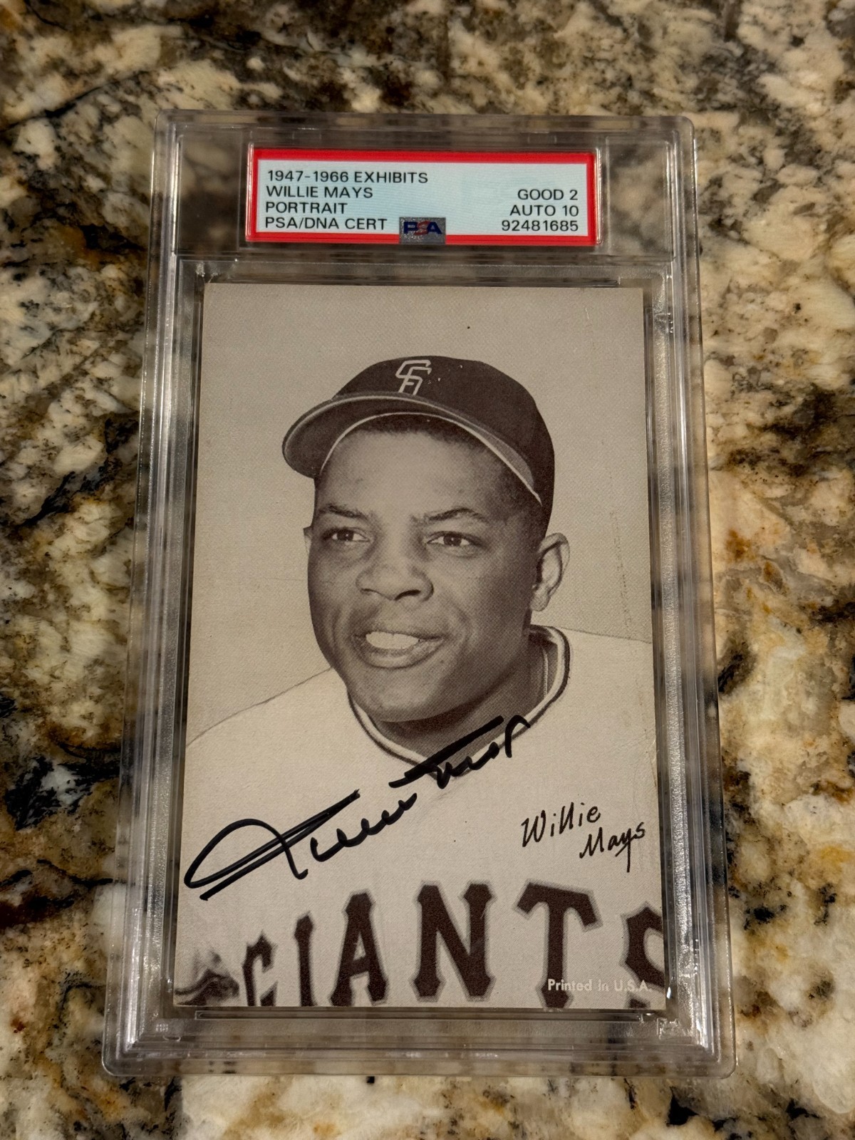 Willie Mays 1947-1966 Exhibits PSA DNA 2 Gem Mint 10 AUTO Freshly Graded RARE