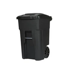 Toter 48-Gallon Wheeled Trash Can – Black Outdoor Garbage Bin with Lid