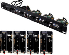 19" 1U Rack Mount for Raspberry Pi 5 with 4 PCIe to M.2 SSD Adapters