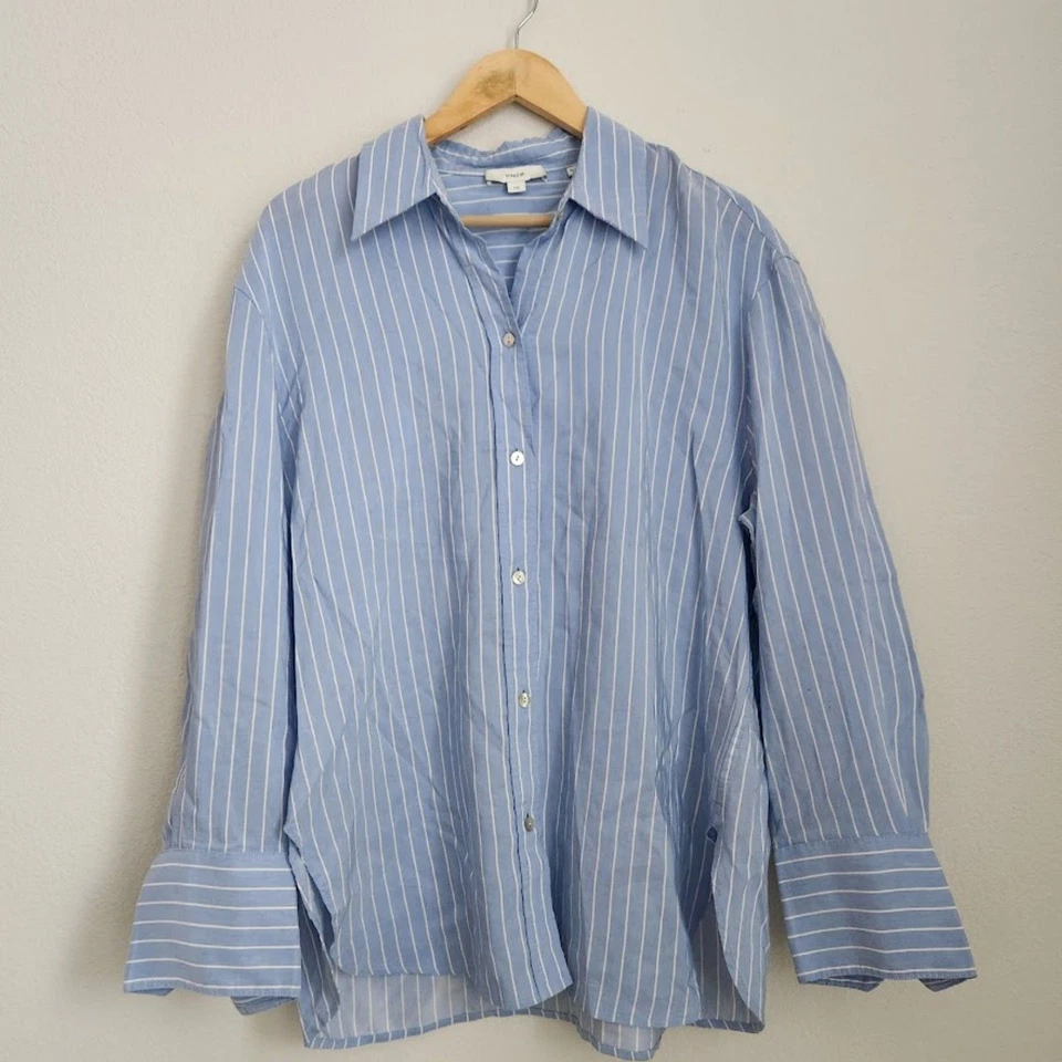 Camisa Vince Azul Rayas Abotonada | Talla L Foto 2 de 4