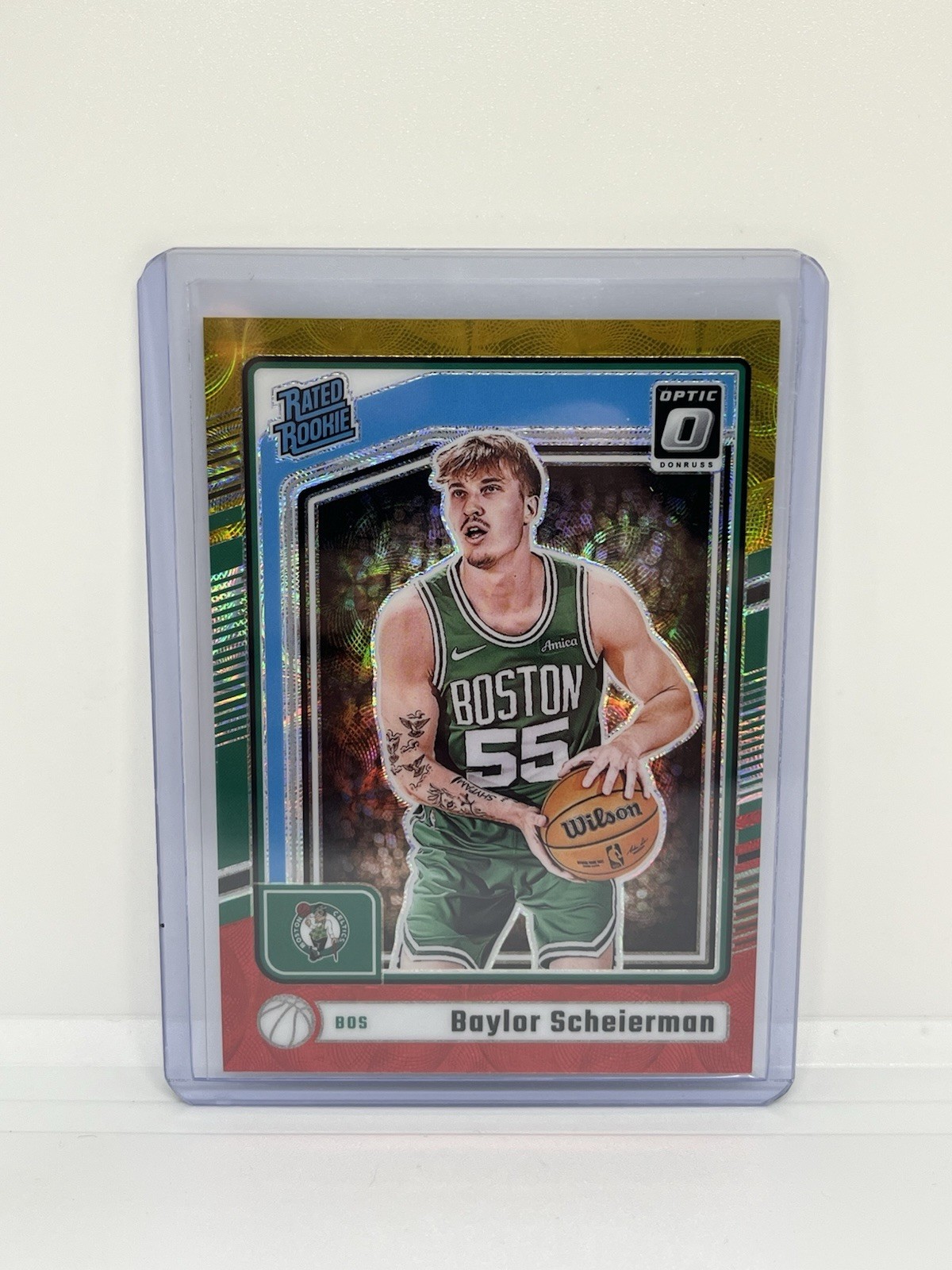 2024-25 Optic #263 Baylor Scheierman Red & Gold International Rated Rookie /99