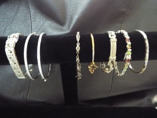 8 925 Sterling Silver Bangle Cuff Bracelet Lot Stones Scrap or Wear 133 gram