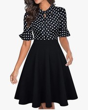 Women Floral Ruffle Sleeve Wear to Work Church Wedding Guest Party Dress Medium